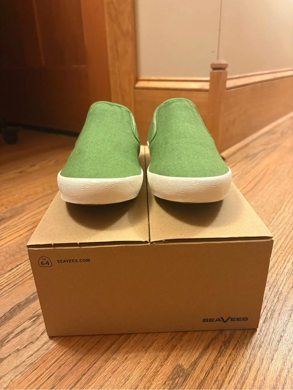 SeaVees Mens Never Worn Slip-On Canvas Sneakers in Cactus Green